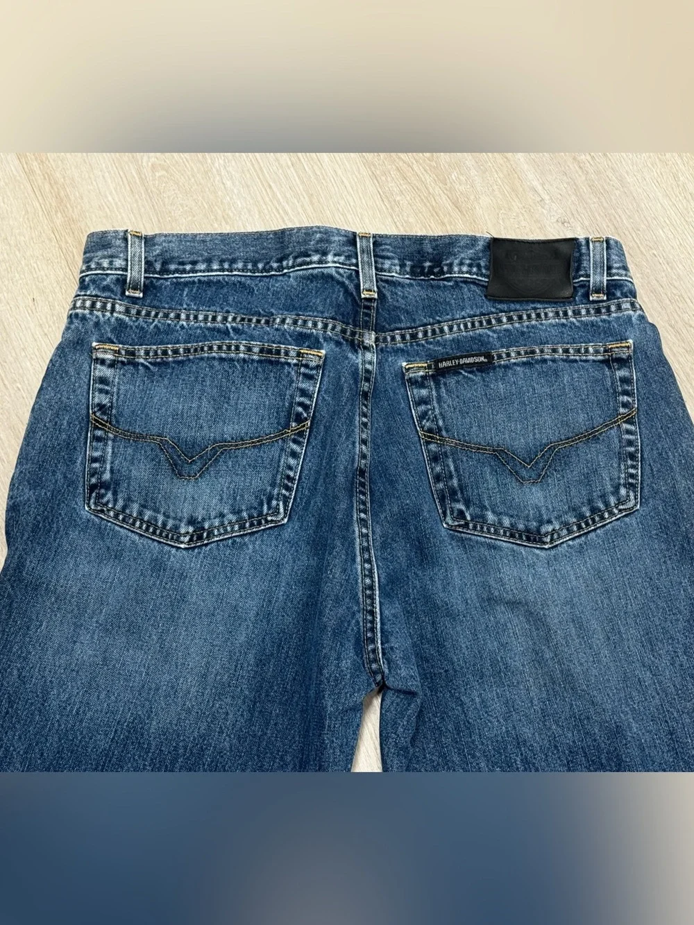 Harley Davidson Blue Denim Jeans Men’s 36x32 Straight Leg Y2K ‘08 Moto Biker